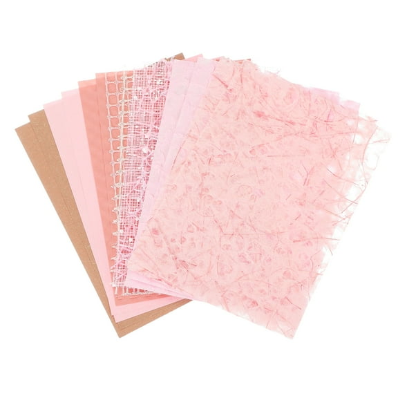 Uxcell 16 Sheets Textured Scrapbook Paper, Mixed Special Paper Mesh Fabric Assorted Set for Scrapbooking Junk Journal Card DIY Materials Collage Card Embellishments Supplies, Pink