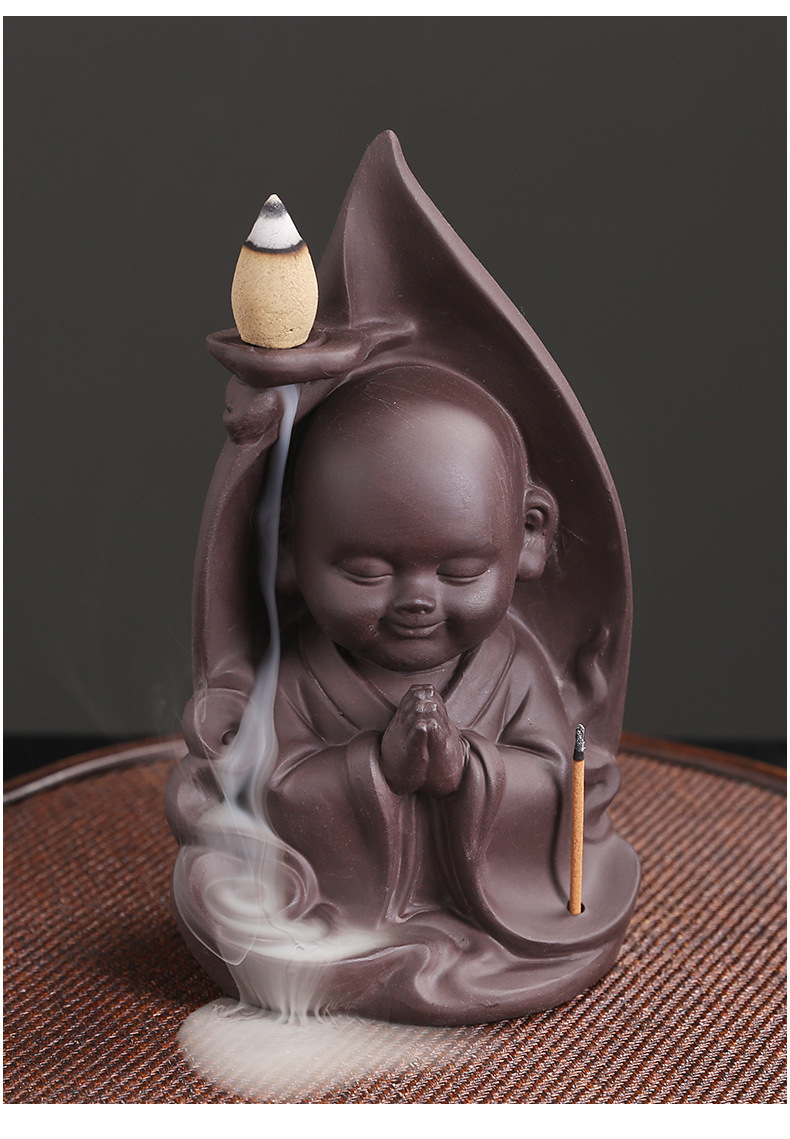 Purple Sand Urine Boy Backflow Incense Burner Creative Incense Burner Holder Office Home Zen Censer Aromatherapy Stove Ornaments