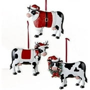 Kurt Adler Christmas Cow Ornament, 3 Assorted