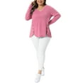 thumbnail image 5 of Agnes Orinda Women's Plus Size Long Sleeves Tops V Neck Loose Button Decor Blouses 3X Pink, 5 of 6