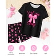 thumbnail image 3 of Girls Pajamas Sets Short Sleeve Summer Pjs for Girls Bow Sleepwear Clothes Sets Size 3-16, 3 of 4