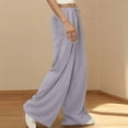 thumbnail image 4 of ZyeKqe Wide Leg Pants for Women Drawstring High Waisted Casual Loose Fitted Lounge Pants Solid Color Pajamas Pants, 4 of 8