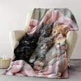 thumbnail image 5 of 1pc Soft Plush Flannel Cat Print Blanket - Cozy Fantasy Theme with 6 Adorable Kittens, Mixed Colors, All-Season Indoor/Outdoor Use for Home, Camping & Travel, Whimsical Kitten Design, 5 of 5