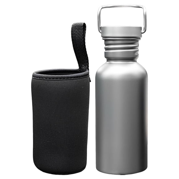500ml Titanium Water Bottle with Cup Sleeve, Lightweight Single-Layer Sport Drinking Bottle, Outdoor Hiking Water Bottle for Cycling, Travel, Camping, Reusable