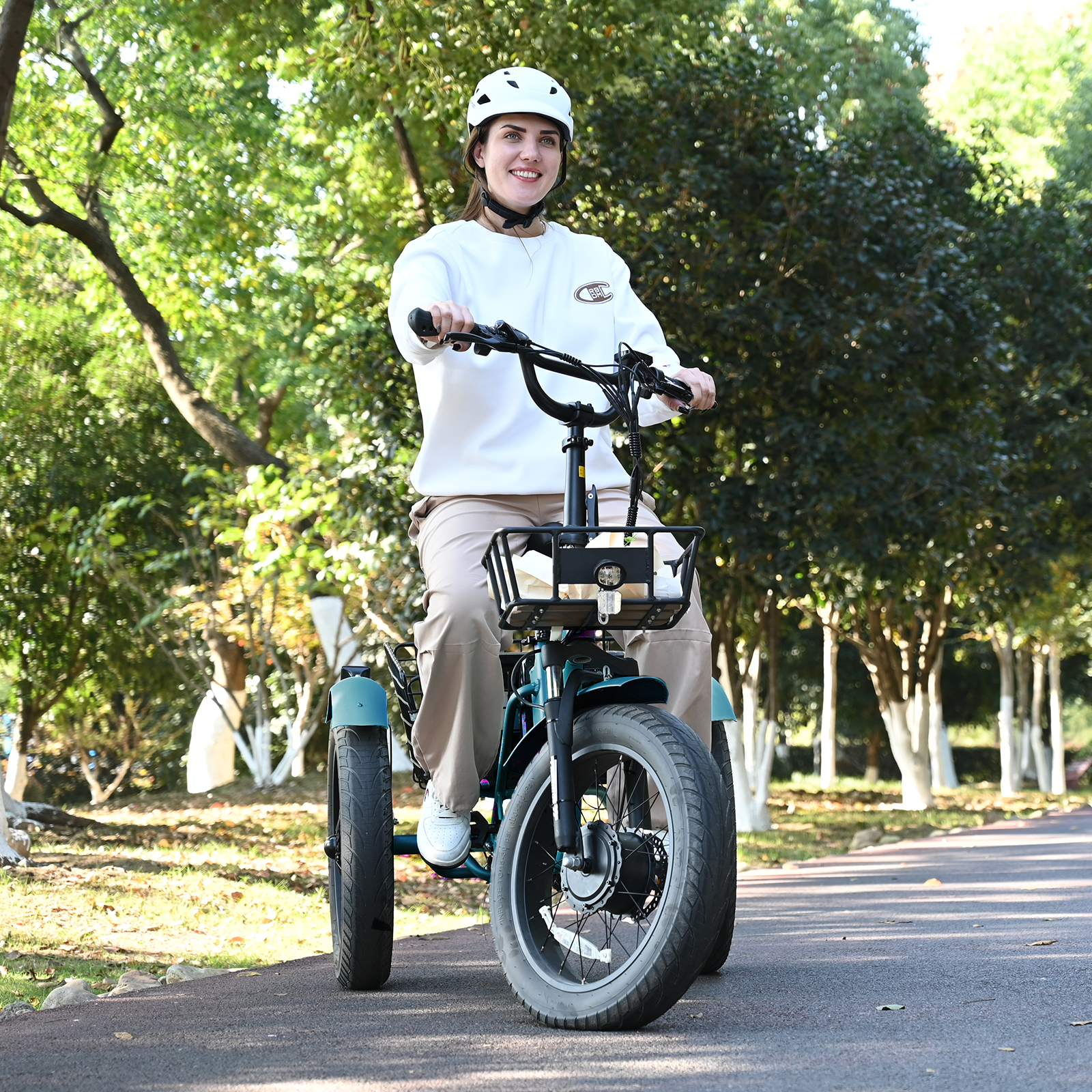 20" x 4" Fat Tire Electric Tricycle for Adult, 7 Speeds Electric Trike 48V 500W Motorized Tricycle , Electric Three Wheels Bicycle for Senior, Aluminum Frame & Rear Basket ,16mph