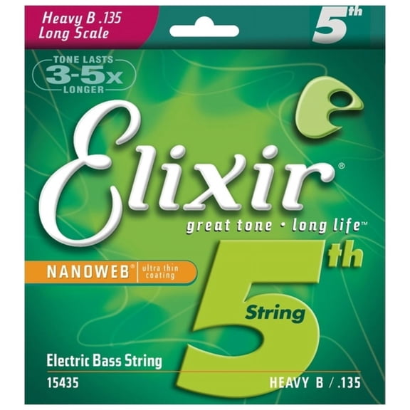 Elixir Strings Nanoweb Bass Heavy/Long Scale B String for 5 and 6 String .135