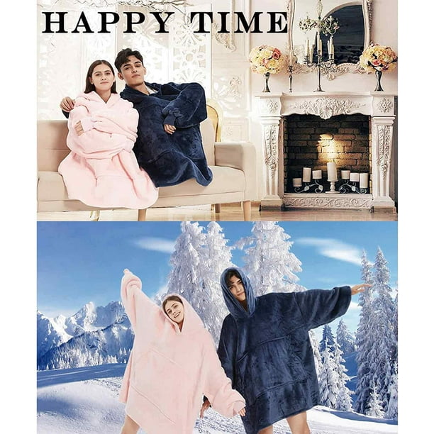 HHHC Blanket Hoodie Oversized Wearable Sweatshirt Blankets of Soft Sherpa Plush for Adults Women Men Cozy Warm Giant Hooded Snuggle Sweater with Front Pocket Beige Walmart