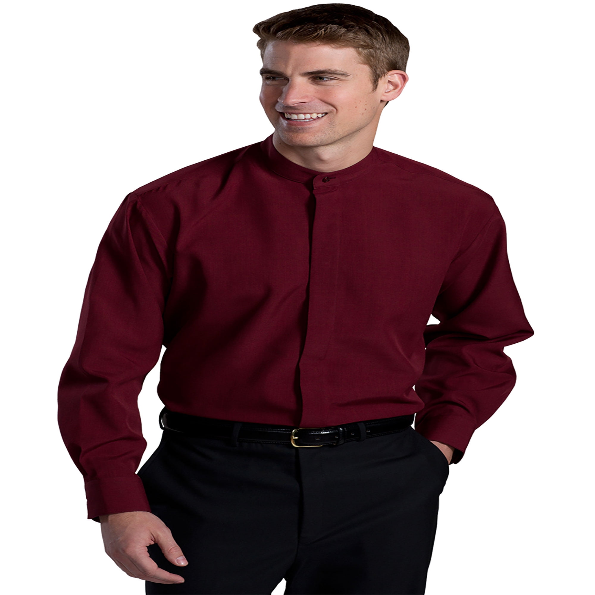Edwards Garment Mens Long Sleeve Banded Collar Comfort Pocket Shirt 