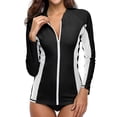 thumbnail image 2 of Charmo Women's Rash Guard UPF50+ SPF UV Protection Long Sleeve Swimsuit Tops Zip Front Swim Shirts Yoga Hiking Shirt Tops, 2 of 6