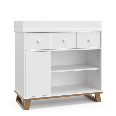UPC: 0810003665386 | Storkcraft Modern Changing Table Dresser – Vintage Driftwood/White