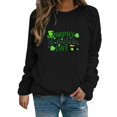thumbnail image 4 of Fadeal Chandail en Molleton pour Femmes St Patricks Printemps Col Rond Imprimé Lettre St. Day Ample Décontracté Chandail à Capuchon St Patricks Day Noir S, 4 of 4