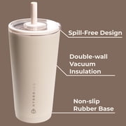 HydroJug Everyday Tumbler – Ceramic-Lined Insulated Tumbler with Straw and Soft-Touch Lid, Cup Holder Friendly – 20 oz, Dune