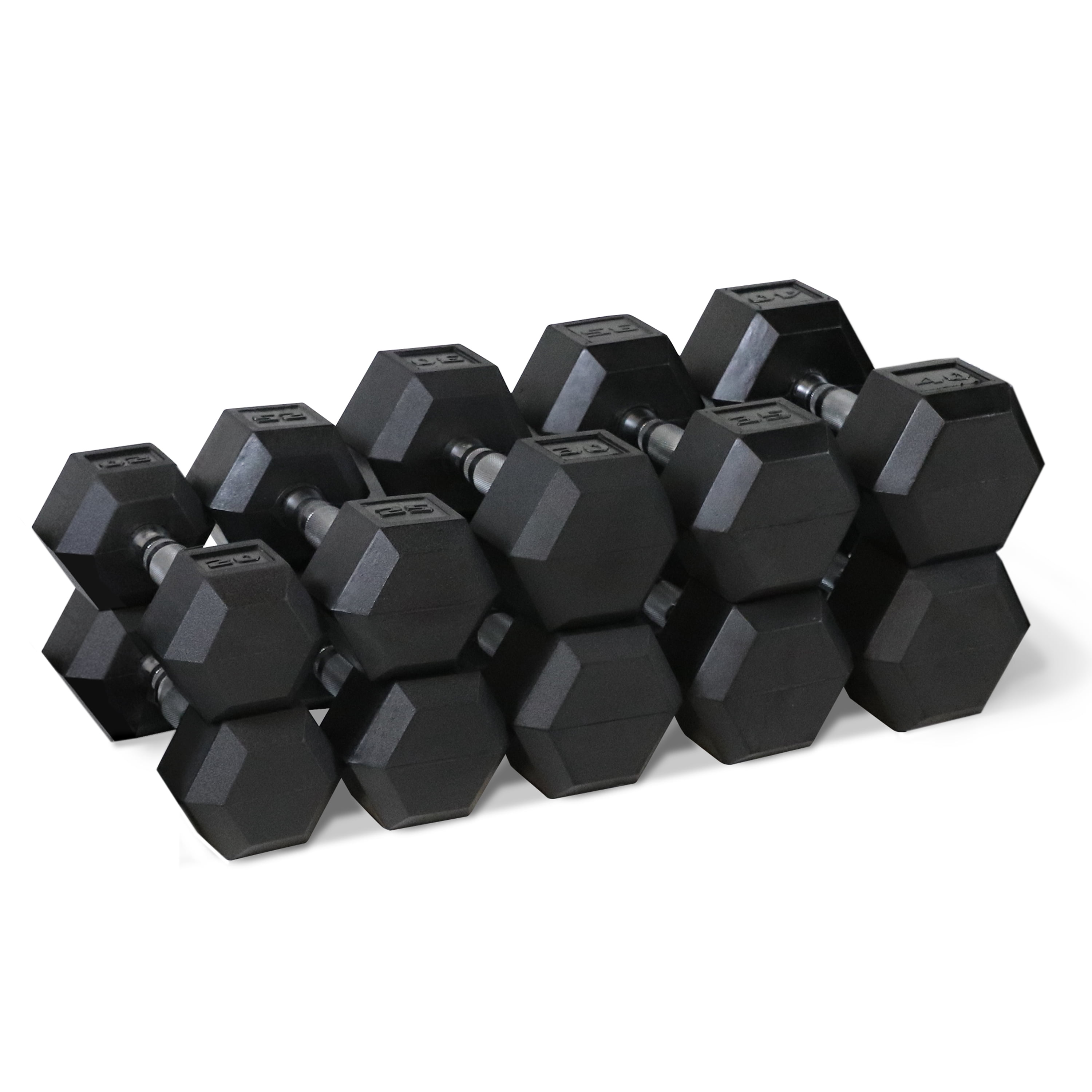 CAP 300lb Rubber Hex Dumbbell Set, Free Weights for Home Gym Strength Training