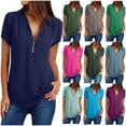 thumbnail image 7 of Tumotour Summer Tops For Women Zip V-Neck Shirt Plus Size Tunic Tops Casual Trendy Business Work Tops Half Sleeve Chiffon Blouses, 7 of 7