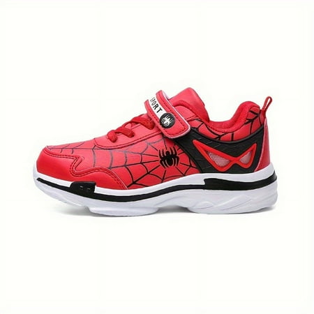 

ZNGYXN Boy‘s Trendy Spider Pattern Chunky Shoes Comfy Non Slip Hook And Loop Fastener Sneakers For Kids Outdoor Activities