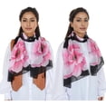 thumbnail image 5 of Floral Print Chiffon Scarf Lightweight Sheer Shawl Wraps Scarves for Women 19.69 x 63 inches- Black, 5 of 6