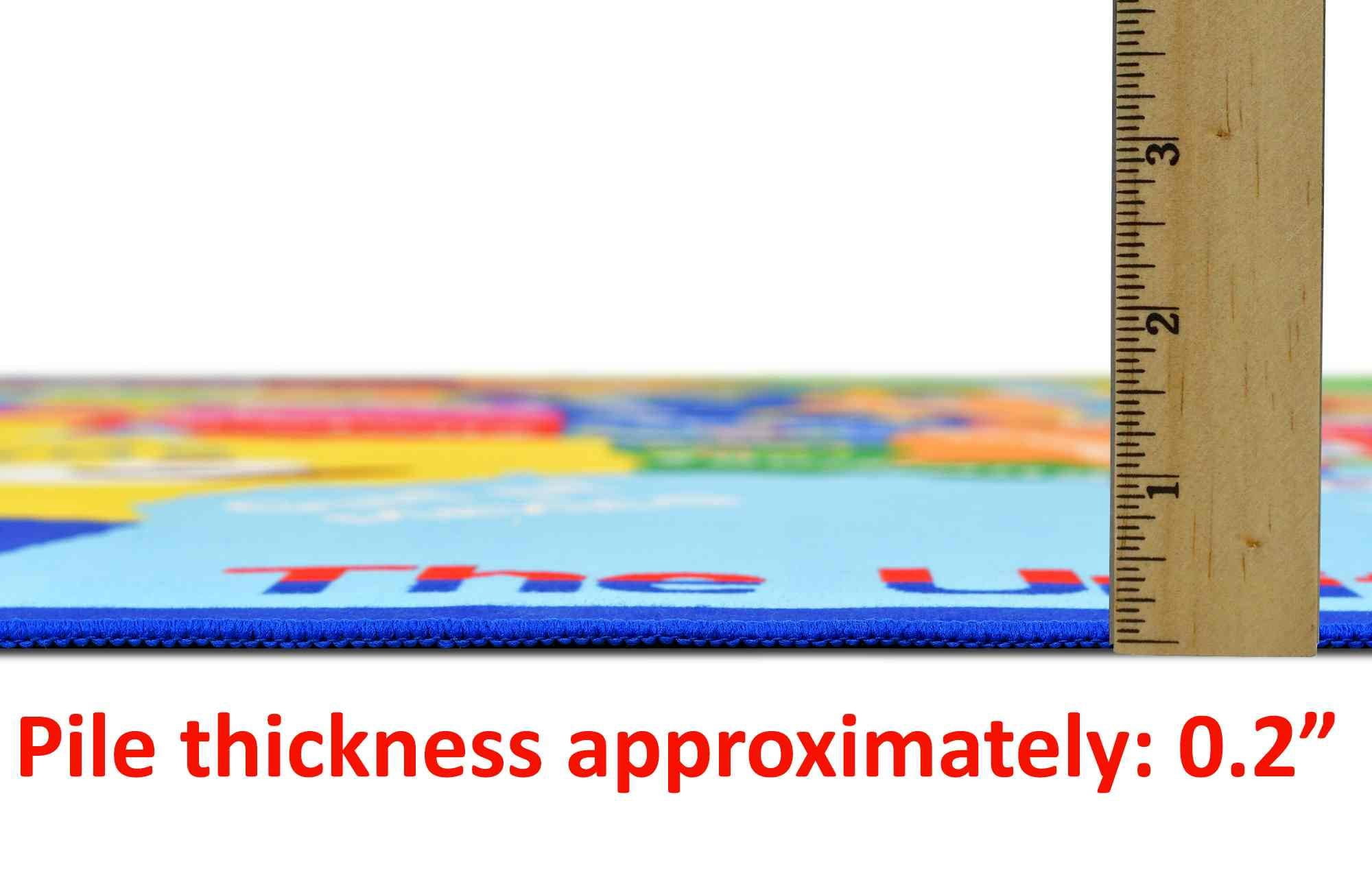 USA Map Kids Educational Play mat for School/Classroom / Kids Room/Daycare/ Nursery Non-Slip Gel Back Rug Carpet-8 by 10 feet