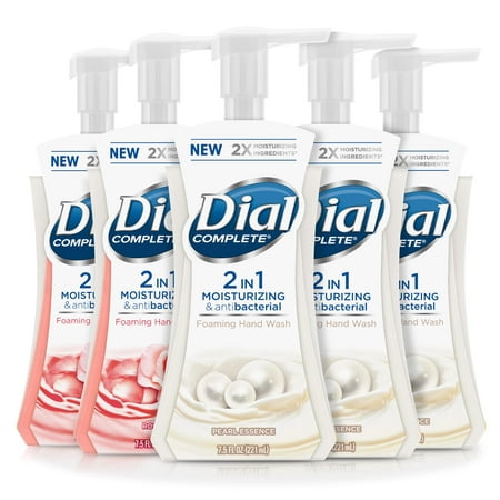 (Pack of 5) Dial Complete 2 in 1 Foaming Hand Wash, Assorted Varieties, Pearl Essence + Rose Oil, 7.5 (Best Essential Oils For Hand Soap)