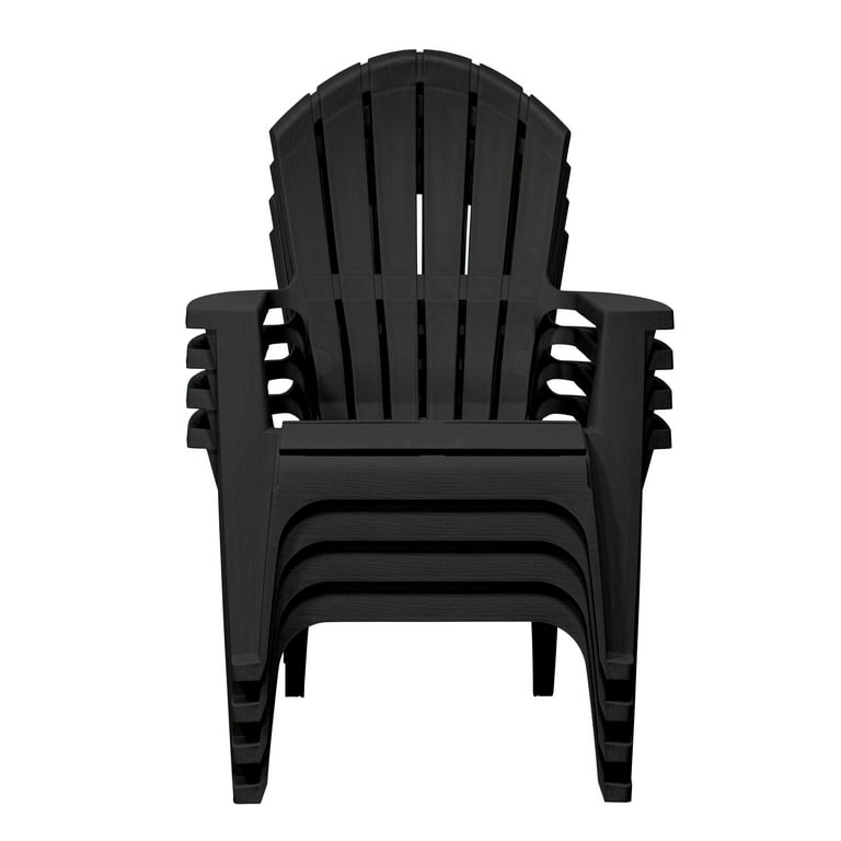 Real Comfort Outdoor Resin Stackable Adirondack Chair Black Walmart