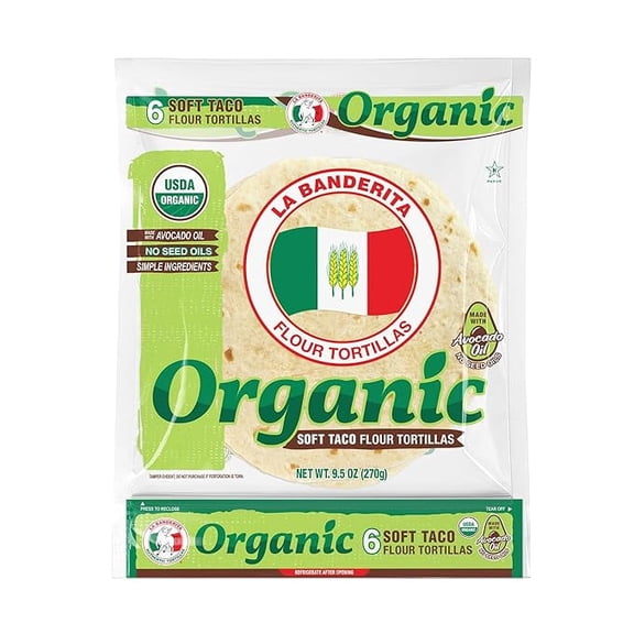 La Banderita Organic Flour | 8" Tortillas | 6 Count | 4 Pack | 9.52 oz