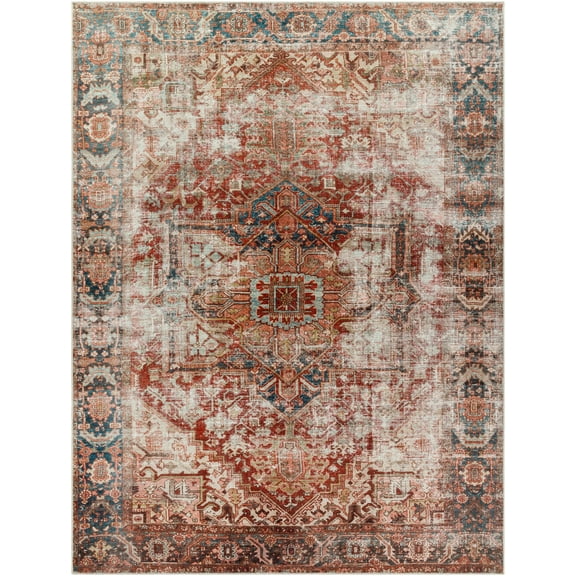 BoutiqueRugs Adtugan Traditional Area Rug - Machine Washable - Burgundy, Navy, Off White - 2' x 2'11"