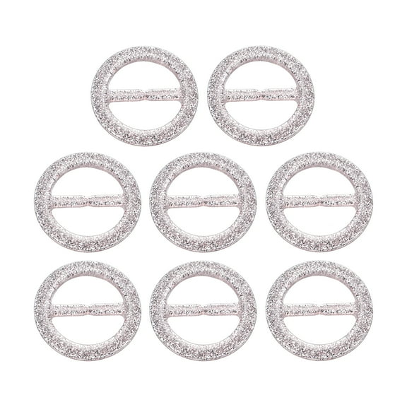 8Pack Plastic Tee Shirt Clip, 30mm Round Bling Resin Scarf Ring Buckle Light Pink