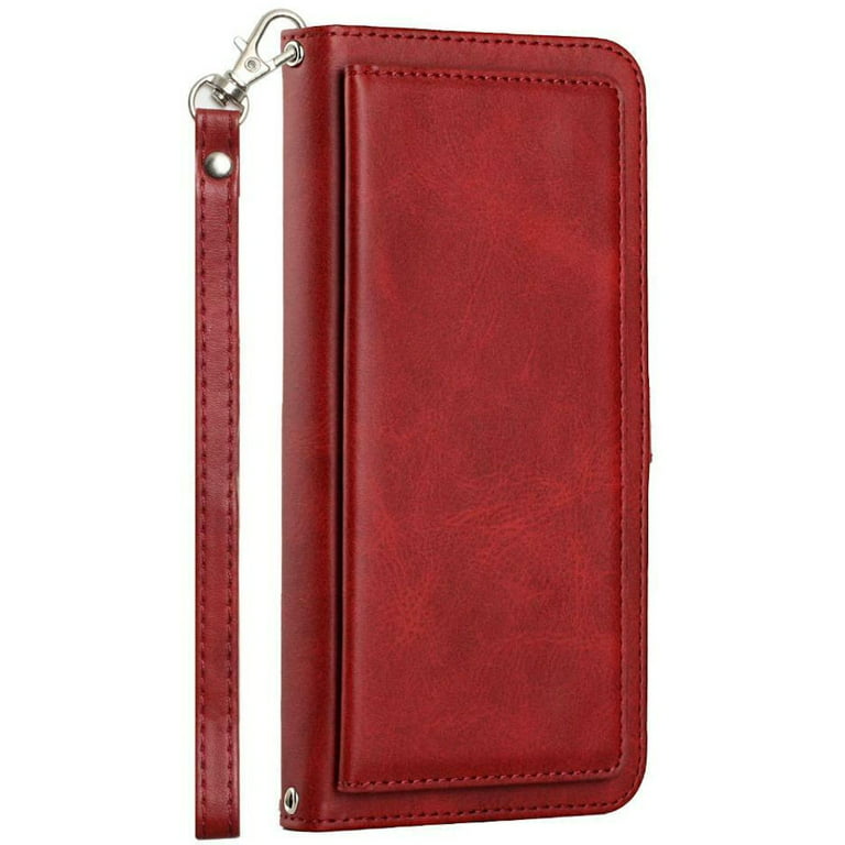 For Blackview A96 Cell Phone Case Magnetic Scratch-proof PU Leather+TPU  Card Slots Cover - Red