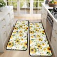 thumbnail image 4 of Kitchen Rugs Sets Of 2,White Green Leaf Flower Sunflower Pattern Anti Fatigue Kitchen Mat Rugs Non Slip Washable,Decorative Kitchen Floor Mats for Kitchen,Sink,Laundry,17"x47"+17"x47", 4 of 5
