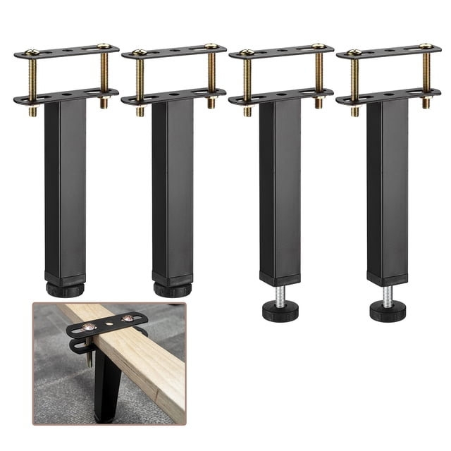 Uxcell 4 Set de Patas de Soporte de Cama Metálicas Ajustables de 7.8 a 10.6 pulgadas, Patas en Forma de T Adecuadas para Muebles de Marco de Cama y Gabinete