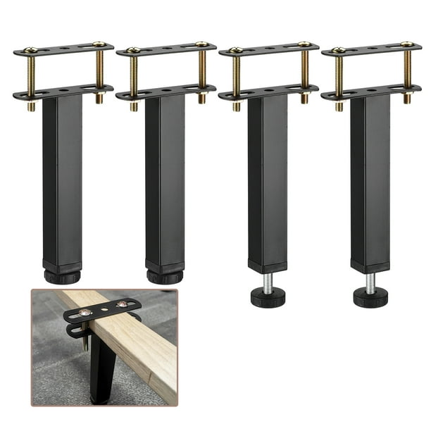 Uxcell 4 Set de Patas de Soporte de Cama Metálicas Ajustables de 7.8 a 10.6 pulgadas, Patas en Forma de T Adecuadas para Muebles de Marco de Cama y Gabinete
