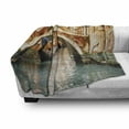 thumbnail image 3 of Venice Soft Flannel Fleece Throw Blanket, Bridge and Traditional Gondola Canals of Famous Touristic City, Cozy Plush for Indoor and Outdoor Use, 60" x 80", Orange Ivory Bluegrey, by Ambesonne, 3 of 6