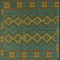 thumbnail image 1 of Ahgly Company Indoor Square Southwestern Turquoise Blue Country Area Rugs, 3' Square, 1 of 4