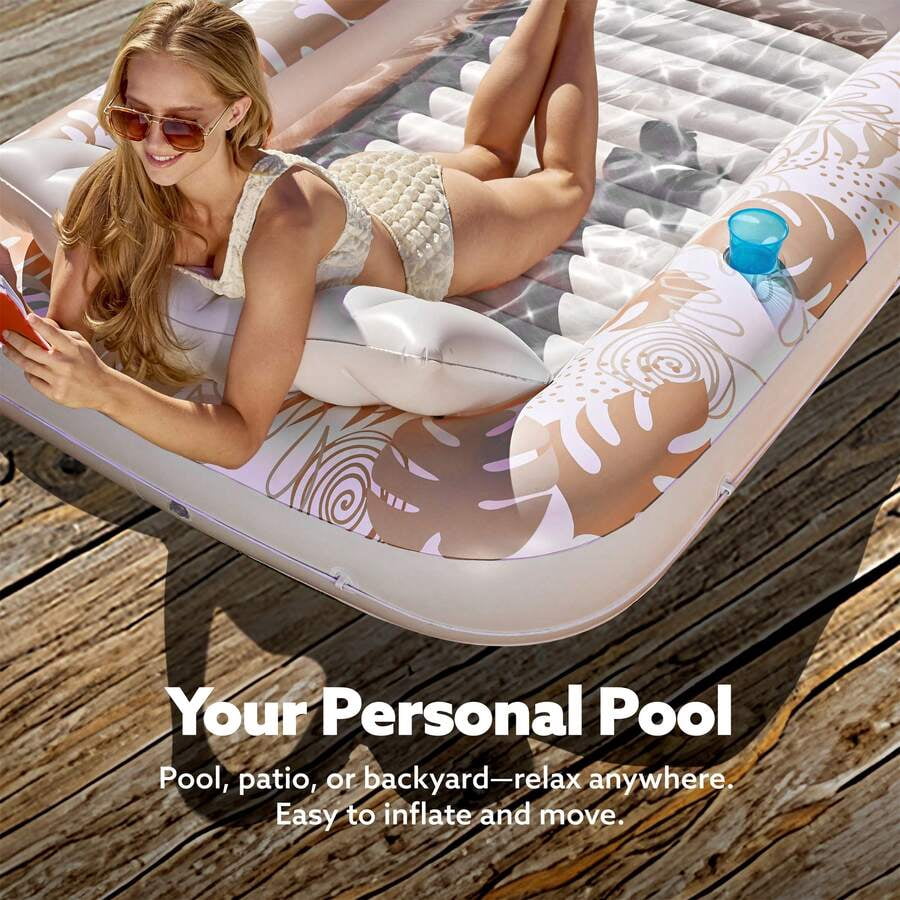 70" X 46" Swimming Pool Floating Tanning Pool Hammock Lounger, Water Inflatable Float Bed Inflatable Tanning Pool Lounger Float Large Suntan Tub Pool Floats Sun Tan Tub Ice Bath Tub Tanning Bed Blow