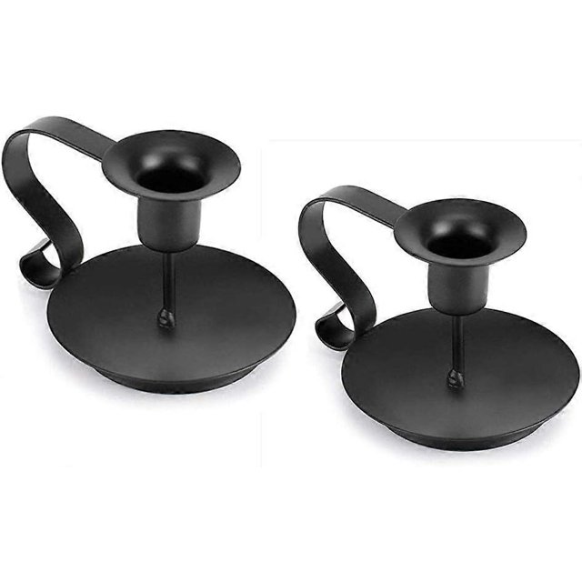 Candelabro negro ZHAOCHENG candelabro cónico de hierro forjado 2 piezas