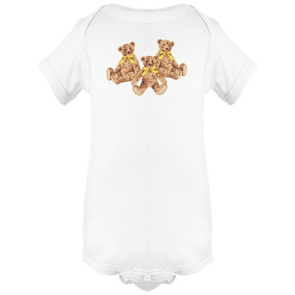 Three Teddy Bears Yellow Bowtie Bodysuit Infant -Image by Shutterstock, 6 Months