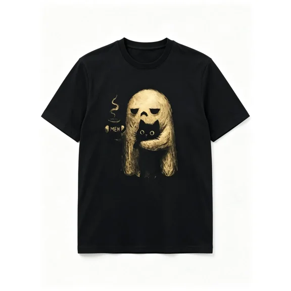 Ghost Cat Graphic T-Shirt, Funny Halloween Gift for Introverts, Tshirt