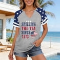 thumbnail image 2 of Women's 250th Anniversary USA Shirt V-Neck - 1776-2026 250 Years T-Shirt American Flag Patriotic Top Distressed Vintage Tee for Memorial Day 4th of July(Grey/L), 2 of 4
