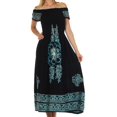 thumbnail image 1 of Sakkas Leilani Batik Maxi Dress - Black / Turquoise - One Size, 1 of 4