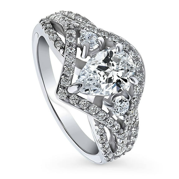 BERRICLE Sterling Silver Woven Wedding Engagement Rings 1.3 Carat Cubic Zirconia CZ Statement 3-Stone Cocktail Ring for Women, Rhodium Plated Size 4