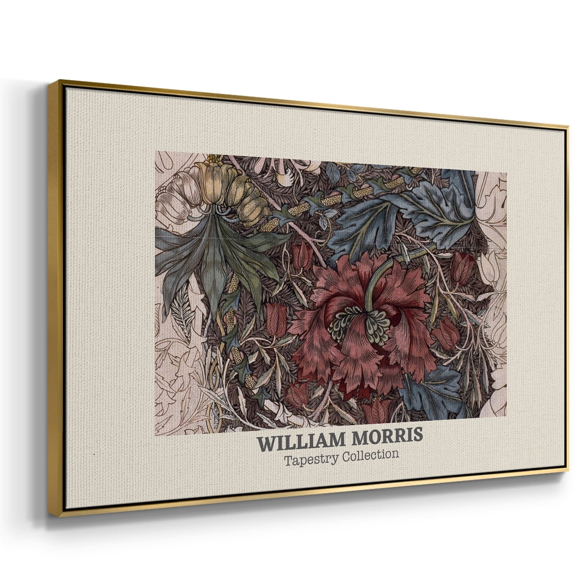 Vintage Abstract Print-XL Framed in Gold Wood Gallery Wrapped Canvas 17 in. x 25 in.
