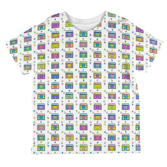 Retro Boombox Stereo Pattern All Over Toddler T Shirt Multi 6T
