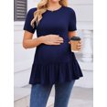thumbnail image 4 of Weardear 3 Pack Maternity Shirts Short Sleeve Peplum Pregnancy Tunic Top Double Pleated Casual Babydoll Blouse for Women, 4 of 6