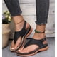 thumbnail image 3 of Sandalias de cuña para mujer Estilo romano Hebilla de una palabra ShoesBlack43, 3 of 4