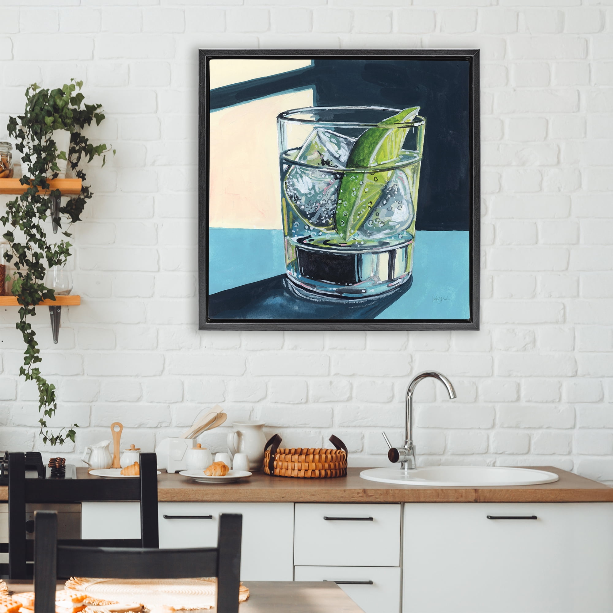 Stupell Industries Strong Gin and Tonic Black Framed Floater Canvas Wall Art, design by Kate Jarvik Birch