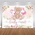 thumbnail image 4 of Bear Baby Shower Backdrop for Girl We Can Bearly Wait Baby Shower Party Decorations Banner Lovely Bear Balloon Pink Blush Flower Photography Background Cake Table Supplies, 4 of 4