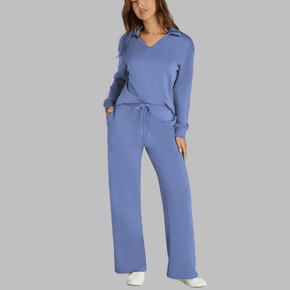 Pyhlmscde Women's V Neck Long Sleeve Top 2 Piece Set, Women Fall Clothes, Sweatsuits for Women, Fall Outfits for Women