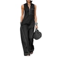 thumbnail image 4 of Chuancc Womens Summer Jumpsuits Dressy Casual One Piece Outfits Sleeveless V Neck Wide Leg Pants Rompers with Pockets Black L, 4 of 8