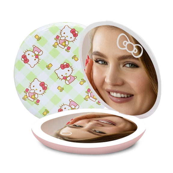 Impressions Vanity Hello Kitty Pretty Petals LED Compact Mirror with Soft Touch Sensor Button