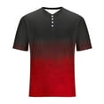 thumbnail image 5 of YLSDY Men's Button V-Neck Casual T-Shirts Summer Printed Short Sleeve Blouses Shirts Classic Fit Pullover Stylish Shirts Red L, 5 of 6
