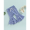 thumbnail image 3 of Franhais Little Girl’s Casual Flared Trousers Fashion Checkerboard Printed Tie-up High Waist Long Pants, 3 of 7